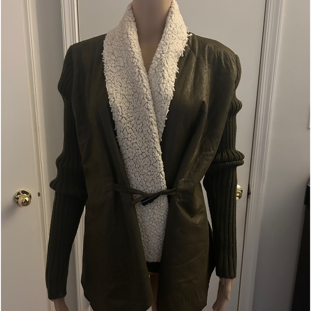 Ladies faux leather sweater!